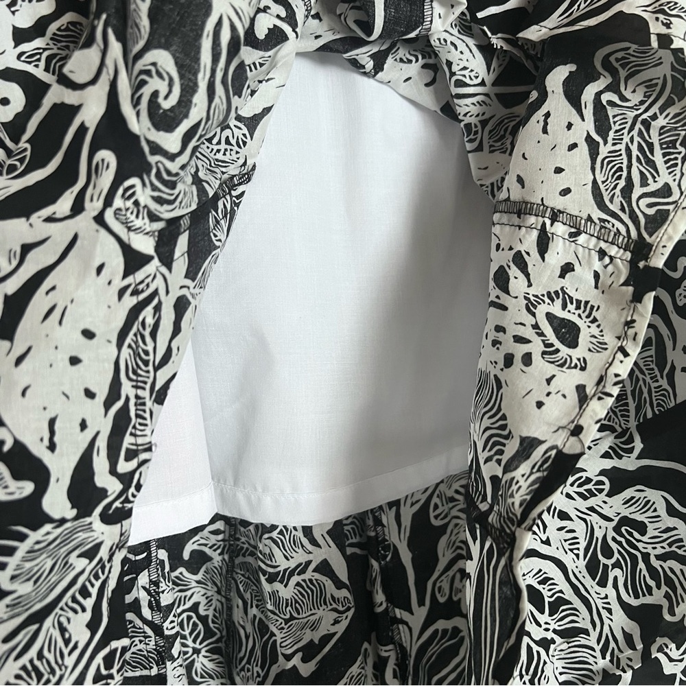 Focus Lifestyle Black & White Floral Print Cotton Lined Circle Full Skirt 16 - Picture 6 of 11